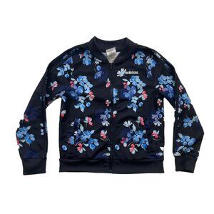 Adidas Girls Floral Satin Bomber Track Suit Jacket Size 2T